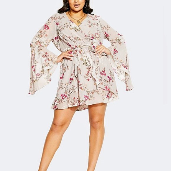 City Chic Dresses & Skirts - City Chic Flower Flow  Floral Mini Dress 14, 16  NWT